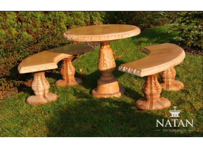 Stile romano Tavoli da giardino Tavolo in pietra Mobili da terrazza rotondi Arredi da esterno Decorazioni da giardino