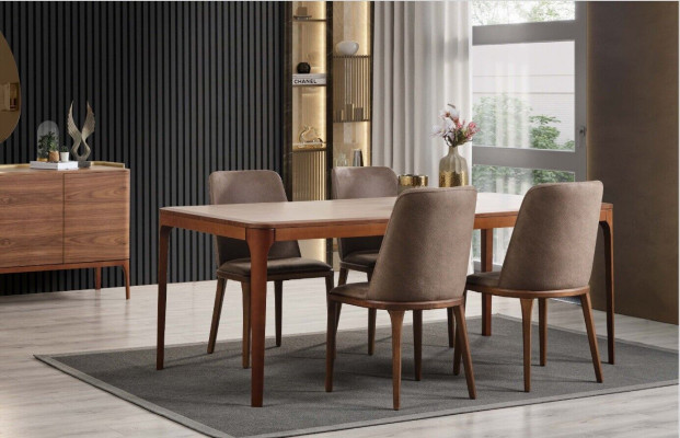 Completo sala da pranzo gruppo tavolo da pranzo angolo tavolo sedie 9 pezzi legno marrone