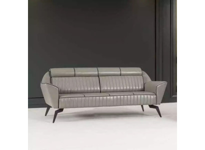 Grigio divano in pelle a tre posti Arredamento ufficio in legno design Mobili di lusso
