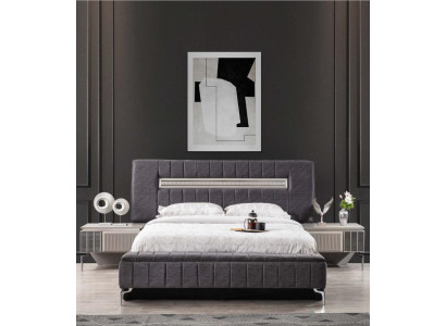 Set di lenzuola matrimoniali comodini camera da letto letto 3 pezzi Grigio Struttura del letto