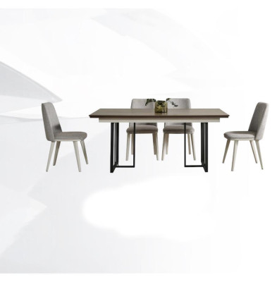 Zona pranzo Set da pranzo Bianco Set da pranzo Tavolo Sedie 7 pezzi Legno
