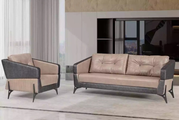 Beige poltrona studio in tessuto di lusso, poltrona con schienale inclinabile.