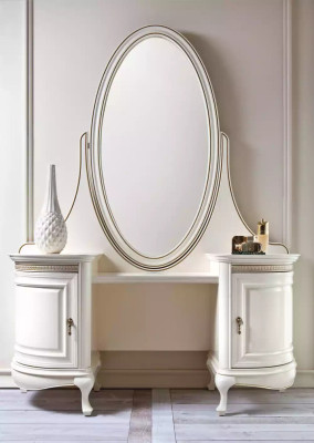 Tavolino trucco Specchio Camera da letto Mobili di lusso beige Console Tavolo Sideboard.
