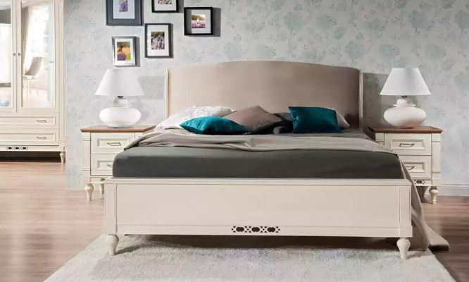 Letto Design moderno di lusso Letti imbottiti Tessuto letto in camera da letto