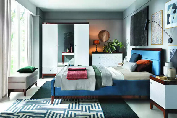 Letto camera da letto Mobili di lusso in colore blu Novità per i tuoi interni