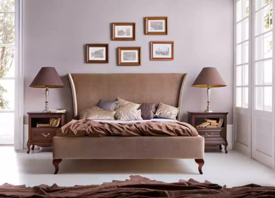 Letto imbottito design lusso doppio letti hotel barocco mobili in legno