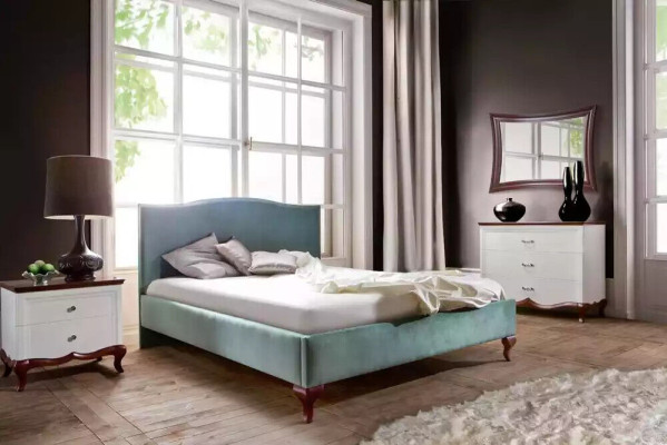 Letto imbottito design di lusso, letti matrimoniali in legno per hotel, letti matrimoniali in stile classico.