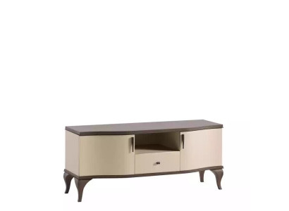 Mobile TV soggiorno beige in legno stile moderno.
