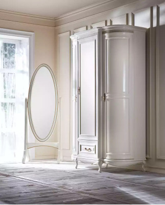 Soggiorno Pavimento Specchio Specchietto Cornice ovale in legno bianco Specchio da terra Specchio