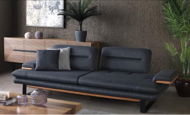 Set di soggiorno moderno composto da divano a 3 pezzi 3+2+1 posti in grigio.