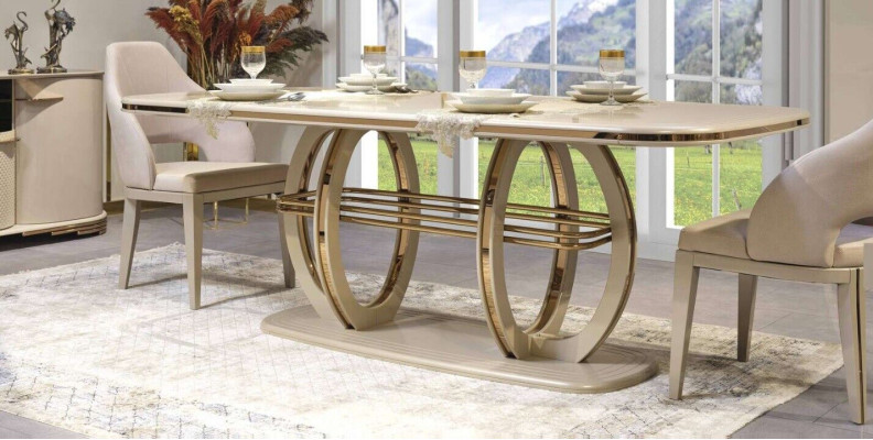 Tavolo da pranzo tavolo da pranzo angolo pranzo mobili da pranzo tavolo legno oro beige