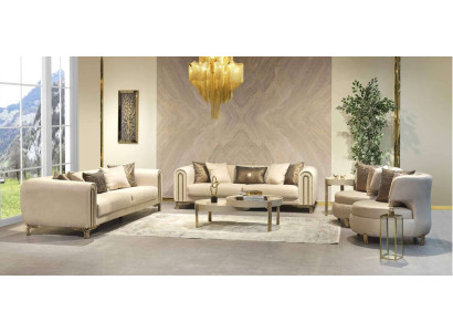 Set di divani 3+3+1 posti con cuscini per seduta, design divano, nuovo set di divani 4 pezzi in stoffa.