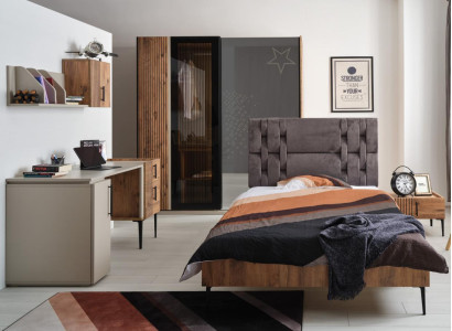 Camera da letto di lusso 7 pezzi Letto Comodino Armadio Cassettiera Specchio