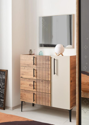 Camera da letto di lusso 7 pezzi Letto Comodino Armadio Cassettiera Specchio