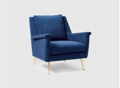 Design Lusso Sedia Blu Poltrona Divano 1 Posto Divano da TV Tessuto Tessile