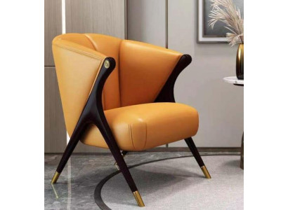 Design di lusso Sedia Arancione Divano Poltrona 1 Posto Chaise longue in ecopelle