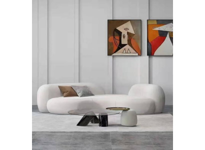 Sofà moderno a 3 posti bianco di alta qualità, design tessile di alta classe nuovo e elegante.