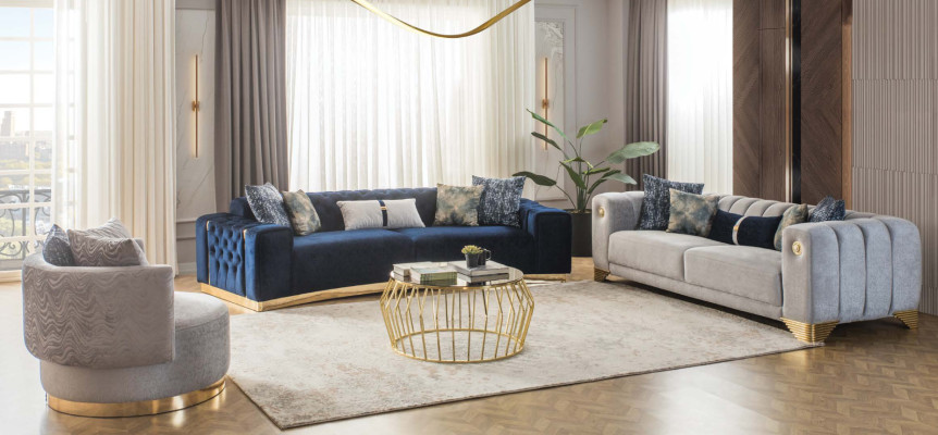Divano 4 3 posti Design Divano imbottito Divani Moderni Gruppo Set nuovo