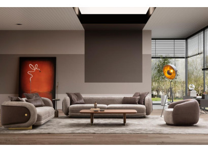 Set di divani di lusso Marrone 3 pezzi con divano a 4 posti, a 3 posti e a 1 posto. Imbottitura.