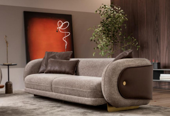 Set di divani di lusso Marrone 3 pezzi con divano a 4 posti, a 3 posti e a 1 posto. Imbottitura.