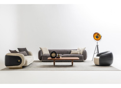 Set di divani di lusso grigi, divano componibile, divani 4 posti, 3 posti, 1 posto, set poltrone 3 pezzi.