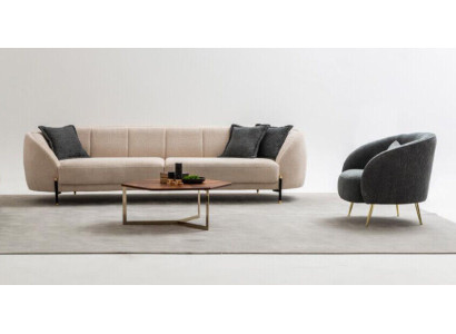 Poltrona moderna, divano imbottito a tre posti beige di alta qualità, design di divani in tessuto nuovi