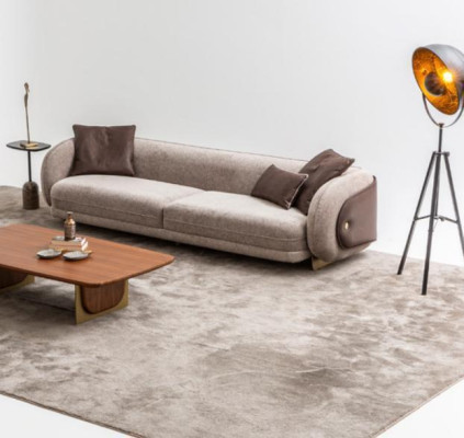 Divano in tessuto da soggiorno 4 posti mobili di lusso design poltrona lounge nuovo