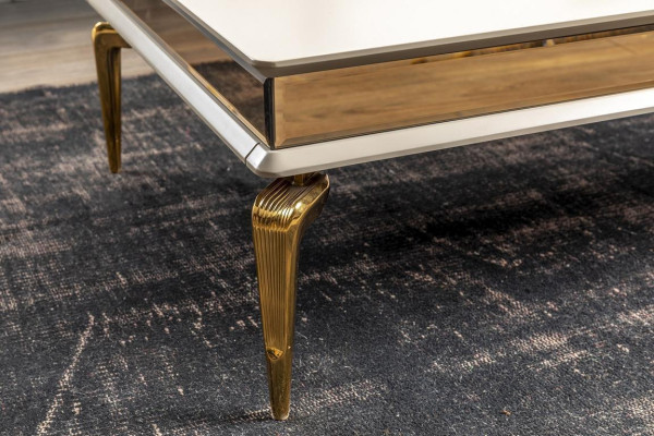 Tavolino da salotto bianco, design moderno, in acciaio inox, nuovo.