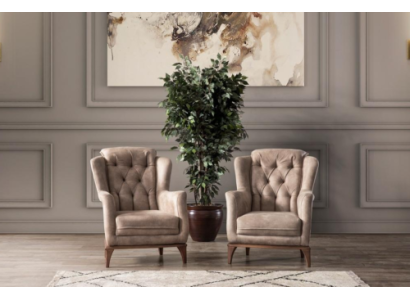 Chesterfield Resistente 2 Poltrone in Tessuto Lussuoso 1 Posto Moderne Mobili