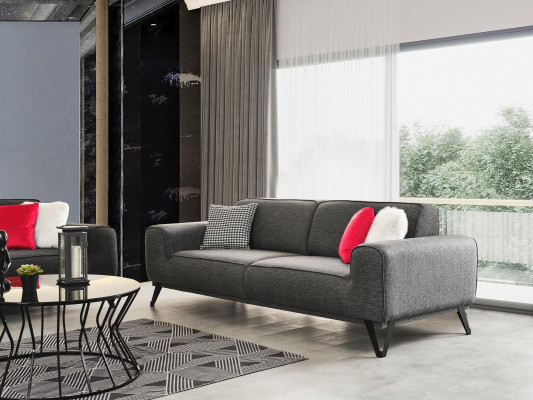 Grigio divano 3 posti in tessuto design moderno materiale tessile salotto