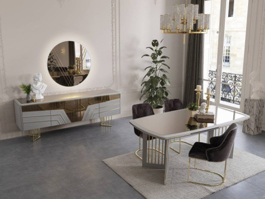 Gruppo da pranzo Moderno set da sala da pranzo tavolo da pranzo 4 sedie set credenza