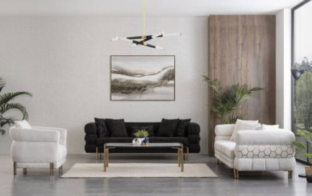 Divano 3 posti + 3 posti + poltrona di lusso Set da soggiorno Sofà 3 pezzi