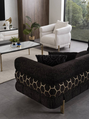 Divano 3 posti + 3 posti + poltrona di lusso Set da soggiorno Sofà 3 pezzi