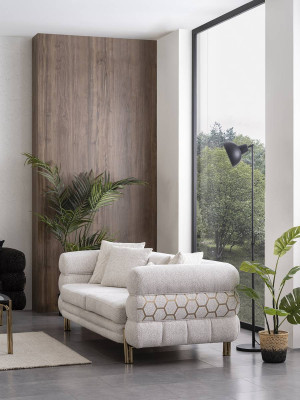 Bianco divano 3 posti di lusso, divano soggiorno design a tre posti.