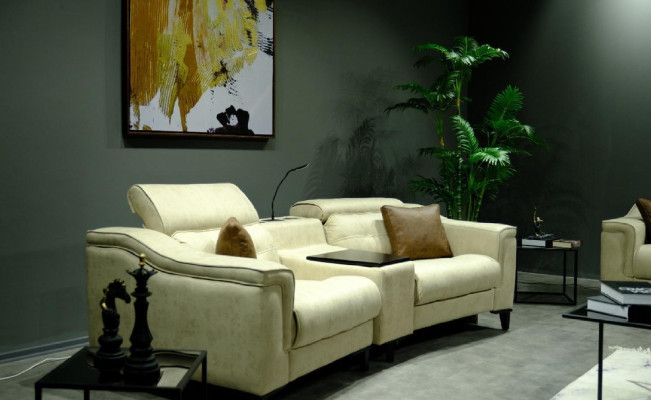 Beige set di divani in pelle design 3 posti 2 posti divano 2 pezzi.