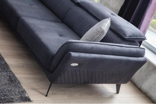 Robusto divano in tessuto grigio design a L Divano imbottito per soggiorno
