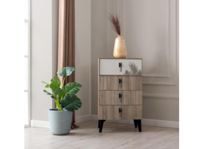 Camera da letto Mobili Comò alto marrone chiaro Designer Comò a 4 ante