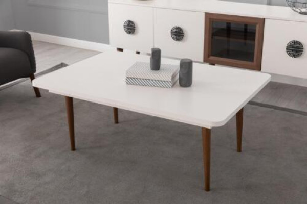 Tavolino da salotto di lusso marrone chiaro elegante tavolo rettangolare in legno.