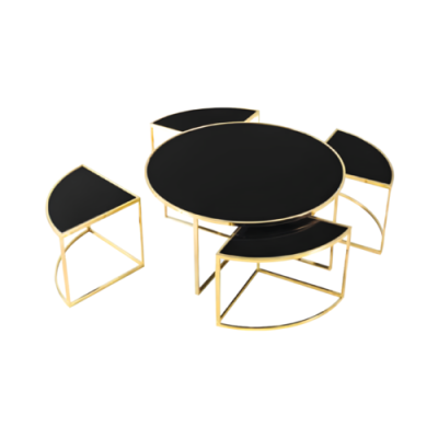 Tavolini da salotto Set completo di tavoli Tavolini da appoggio Tavolini da divano 5 pezzi Nero