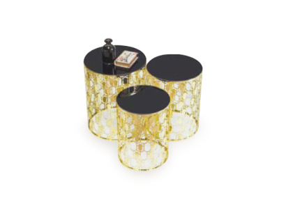 Gruppo di tavolini da caffè tavolini laterali tavolini da salotto 3 pezzi tavoli da divano oro