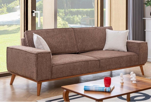 Soggiorno Set 3 posti beige con lussuosa poltrona bianca 2 pezzi