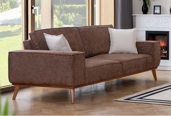 Soggiorno Set 3 posti beige con lussuosa poltrona bianca 2 pezzi