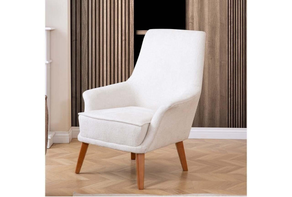 Soggiorno Set 3 posti beige con lussuosa poltrona bianca 2 pezzi