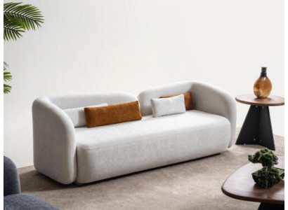 Design moderno Imbottito Bianco Sedile Divano Divano a 3 Posti Divani Tessuto Tessuto