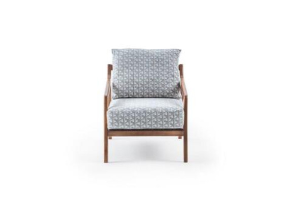 Soggiorno Poltrona elegante in tessuto Roubster con struttura in legno bianco Singolo.