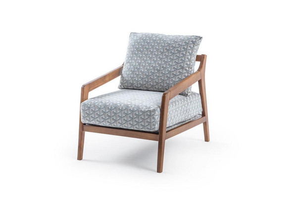 Soggiorno Poltrona elegante in tessuto Roubster con struttura in legno bianco Singolo.