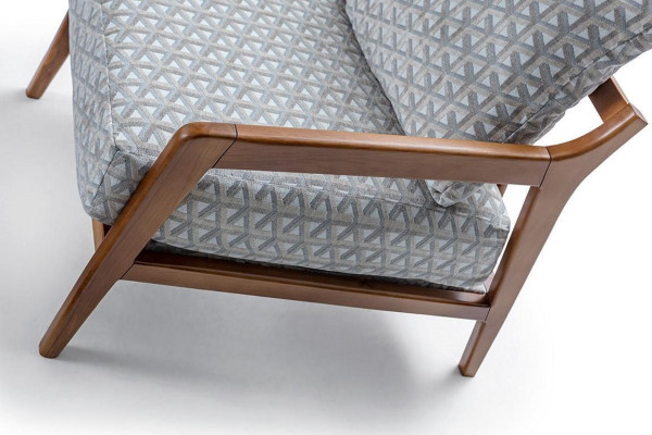 Soggiorno Poltrona elegante in tessuto Roubster con struttura in legno bianco Singolo.