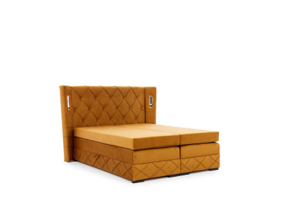 Letto Chesterfield esclusivo marrone con comodini imbottiti mobili da designer.
