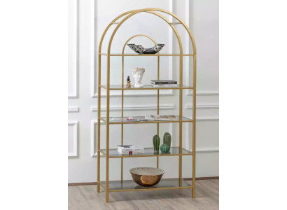 Divisorio per soggiorno, scaffale, libreria, contenitore, oro.