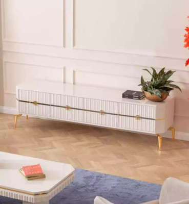 Tavolino Tavolino laterale 2 pezzi Mobili da soggiorno Tavolo consolle lowboard nuovo bianco.